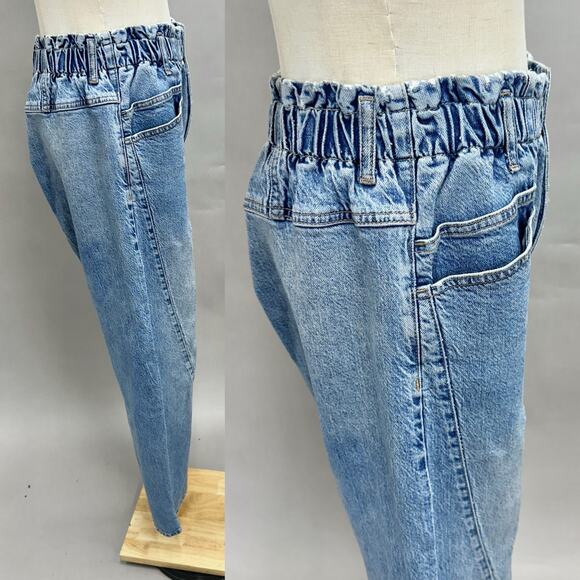 Powell Boyfriend Pull On Jeans Size Medium High Waist Paperbag - Picture 4 of 16